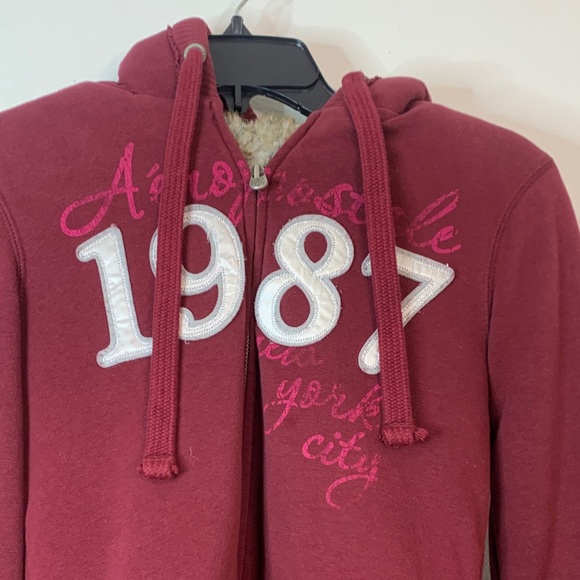 Aeropostale Burgundy Zip-Up Hoodie - Picture 3 of 5